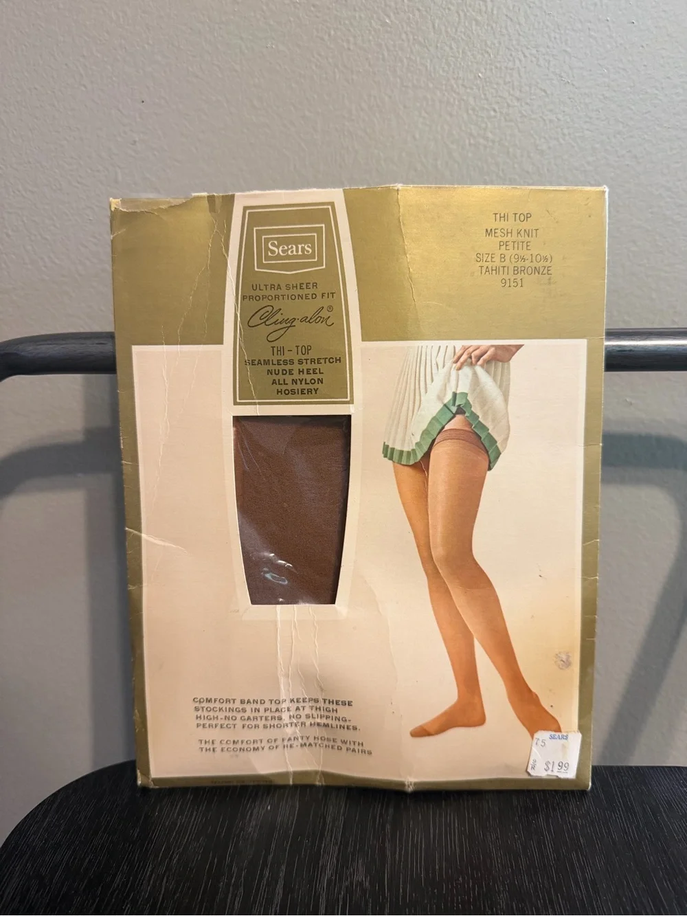 Vintage Sears Cling-Alon Thi Top Hosiery Tahiti Bronze Petite B NOS USA
